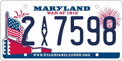 MD license plate 2AX7598