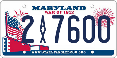 MD license plate 2AX7600