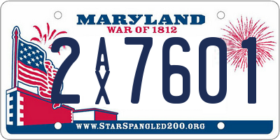 MD license plate 2AX7601