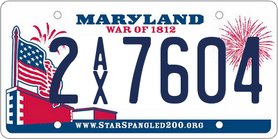 MD license plate 2AX7604