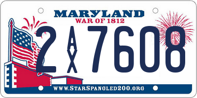 MD license plate 2AX7608