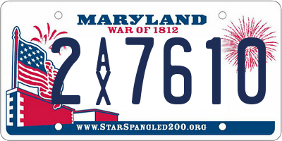 MD license plate 2AX7610