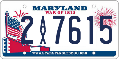 MD license plate 2AX7615