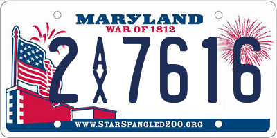 MD license plate 2AX7616