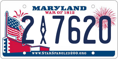 MD license plate 2AX7620