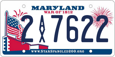 MD license plate 2AX7622