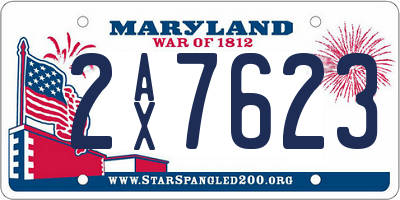MD license plate 2AX7623