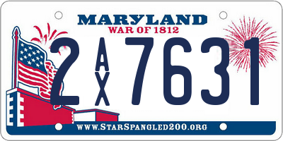 MD license plate 2AX7631