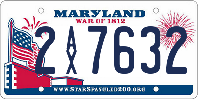 MD license plate 2AX7632