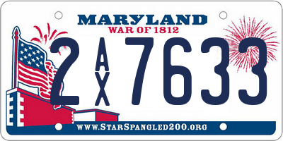 MD license plate 2AX7633