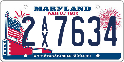 MD license plate 2AX7634