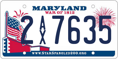 MD license plate 2AX7635