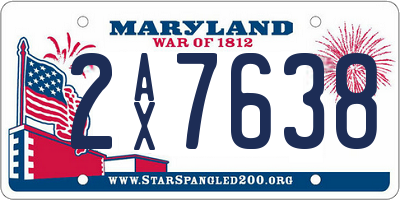 MD license plate 2AX7638