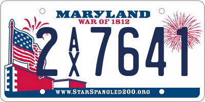MD license plate 2AX7641