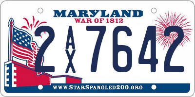 MD license plate 2AX7642