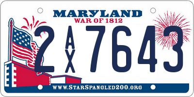 MD license plate 2AX7643
