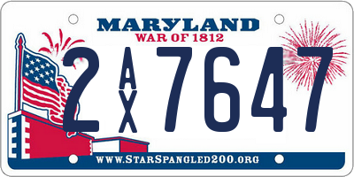 MD license plate 2AX7647