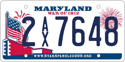 MD license plate 2AX7648