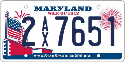 MD license plate 2AX7651