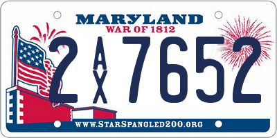 MD license plate 2AX7652