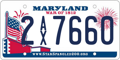 MD license plate 2AX7660