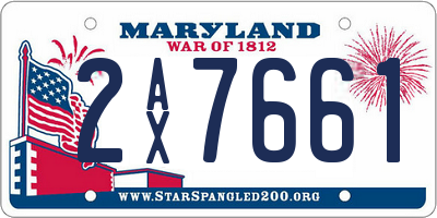 MD license plate 2AX7661