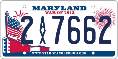 MD license plate 2AX7662