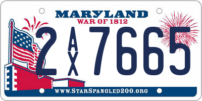 MD license plate 2AX7665