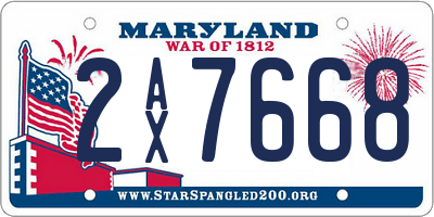 MD license plate 2AX7668