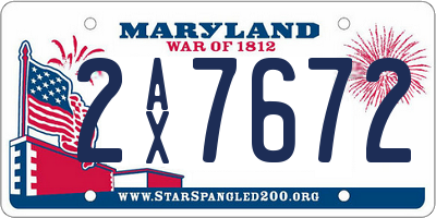 MD license plate 2AX7672