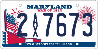 MD license plate 2AX7673