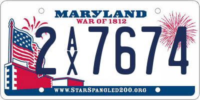 MD license plate 2AX7674