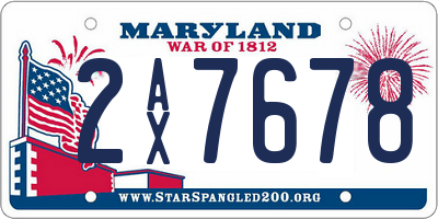 MD license plate 2AX7678
