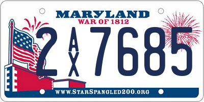 MD license plate 2AX7685