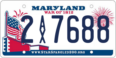 MD license plate 2AX7688