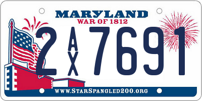 MD license plate 2AX7691