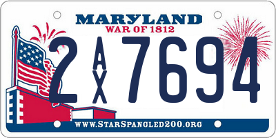 MD license plate 2AX7694