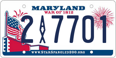 MD license plate 2AX7701