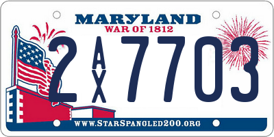 MD license plate 2AX7703