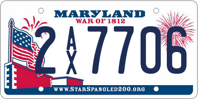 MD license plate 2AX7706