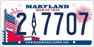 MD license plate 2AX7707
