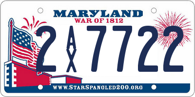 MD license plate 2AX7722