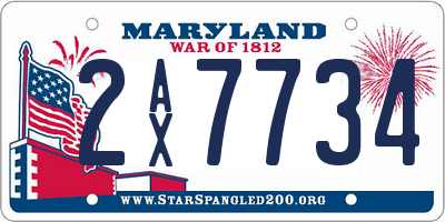 MD license plate 2AX7734