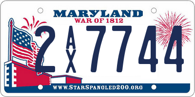 MD license plate 2AX7744
