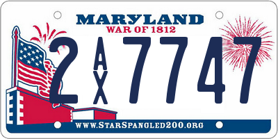 MD license plate 2AX7747