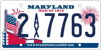 MD license plate 2AX7763