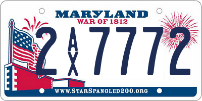 MD license plate 2AX7772