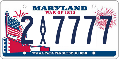 MD license plate 2AX7777