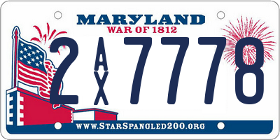 MD license plate 2AX7778