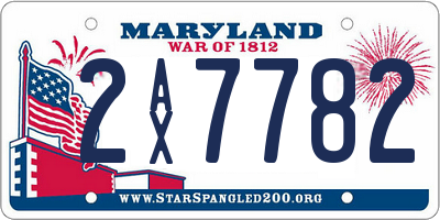 MD license plate 2AX7782